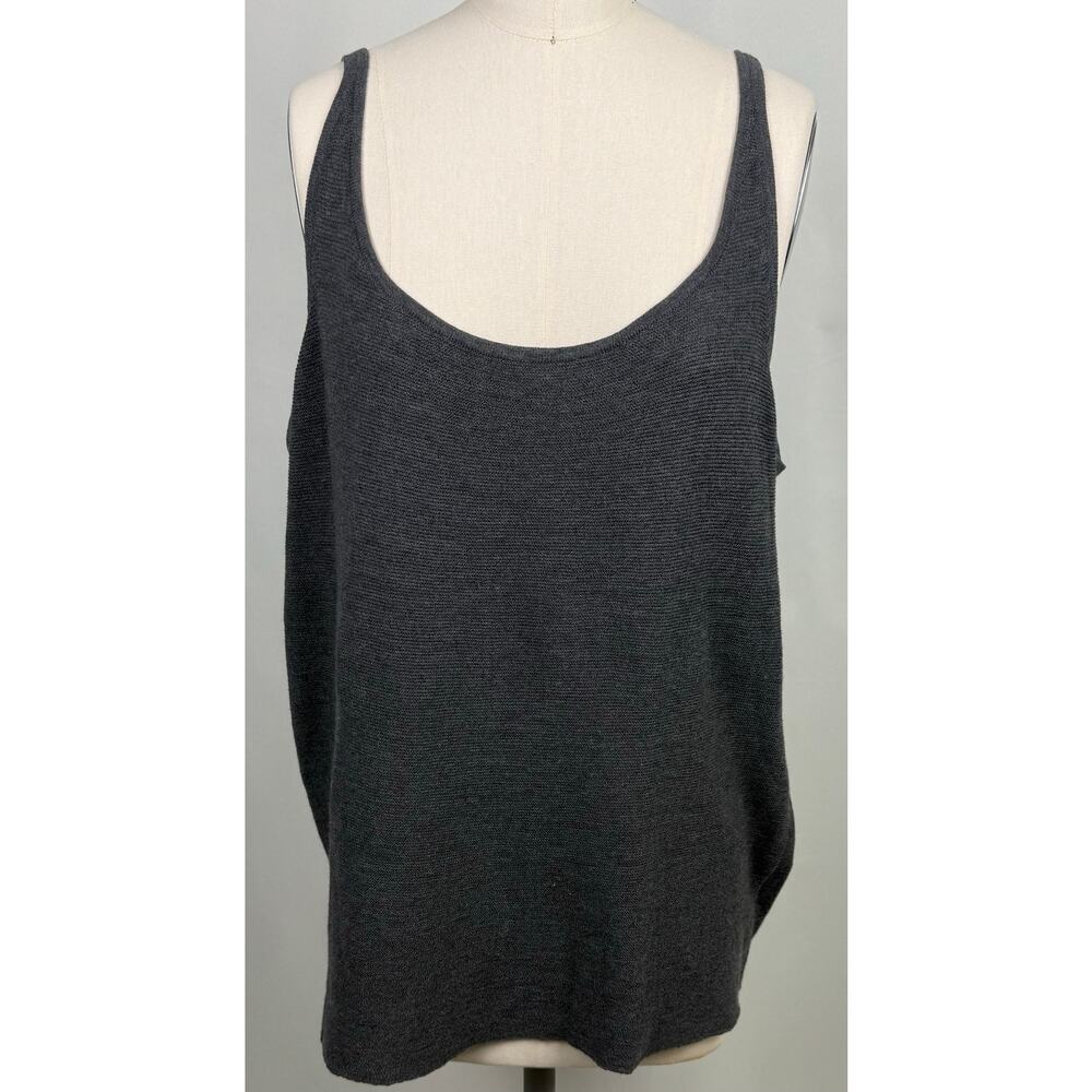 Eileen Fischer Gray‎ Knit Wool Tank Top Scoop Neck Sleeveless Sweater 1X Plus